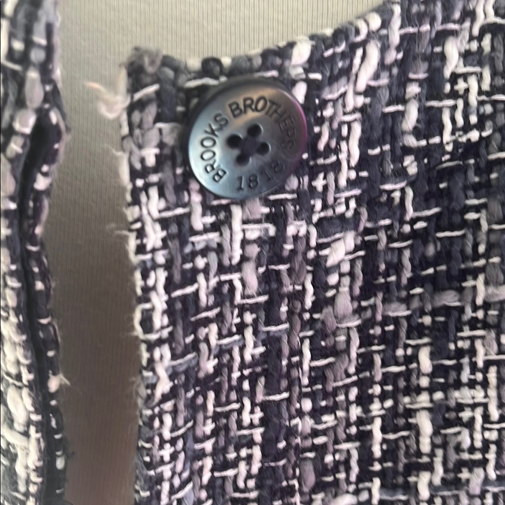 Brooks Brothers Black and White Tweed Blazer with Zipper Closure - Picture 2 of 14